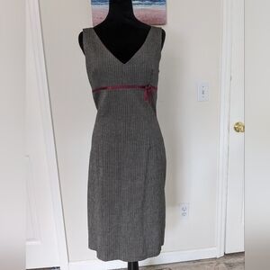 "necessary objects"  grey-burgundy herringbone dress.